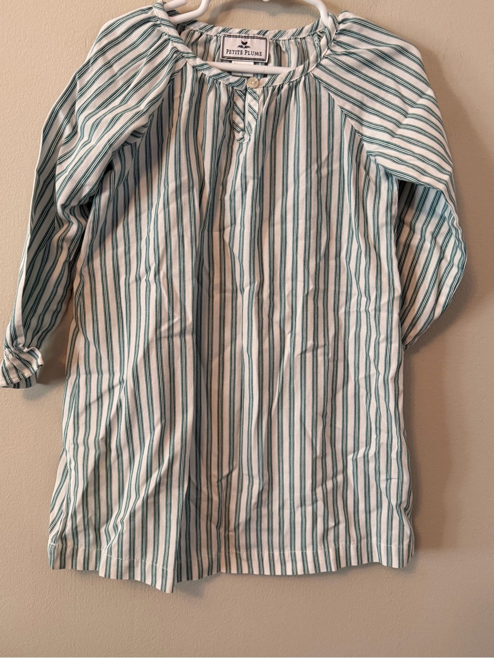 Petite Plume Green Striped Nightgown